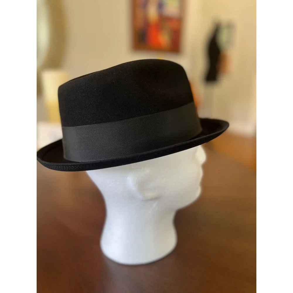 Stetson Royal Fedora Mens 7 1/4 Black Excellent Vintage Fur Felt Dress Hat
